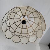 Capiz & Brass Mother-of-Pearl Pendant - Vintage 1970