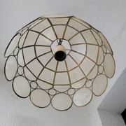 Suspension Corolle en Nacre Capiz & Laiton - Vintage 1970