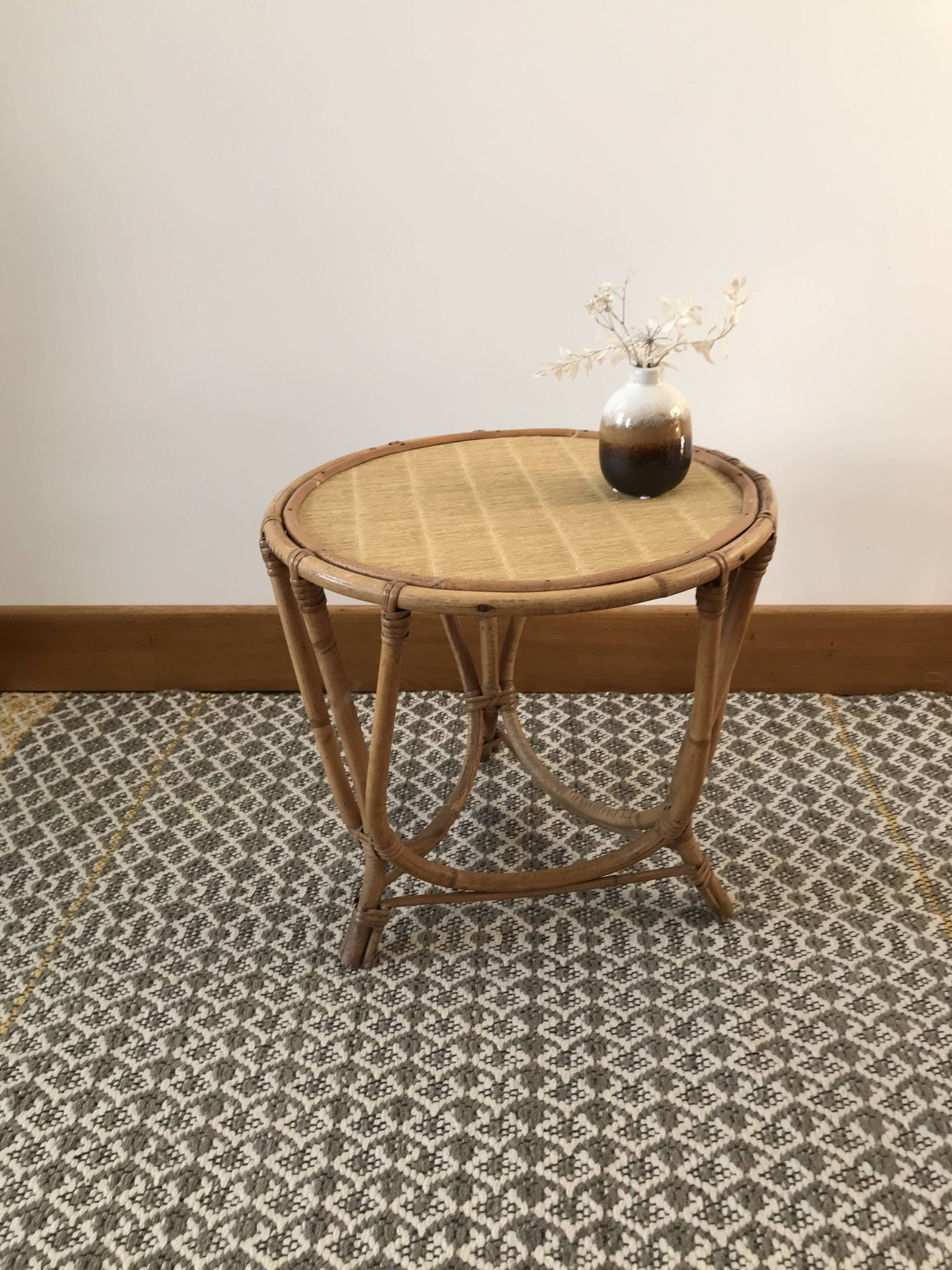 Rattan side table