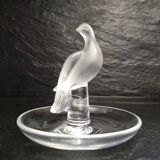 Lalique France – Satin-finished crystal dish with bird, vintage model