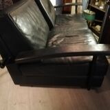 Jean-Michel Wilmotte black leather sofa, Washington model