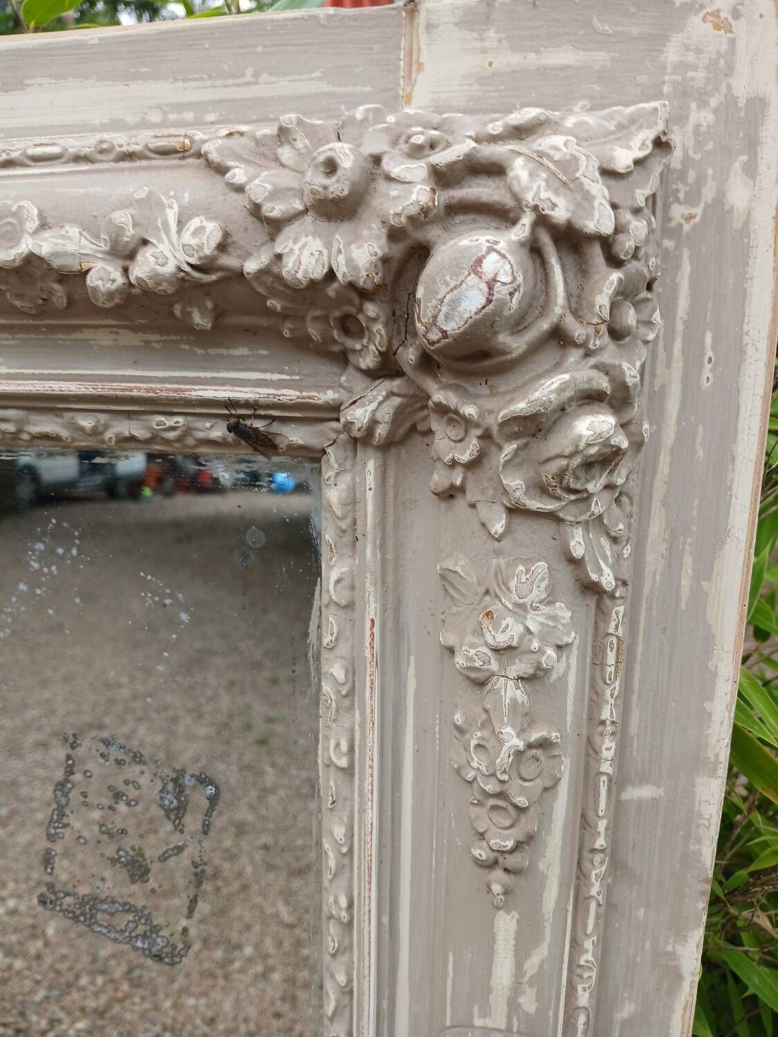 Large antique mirror/wooden frame