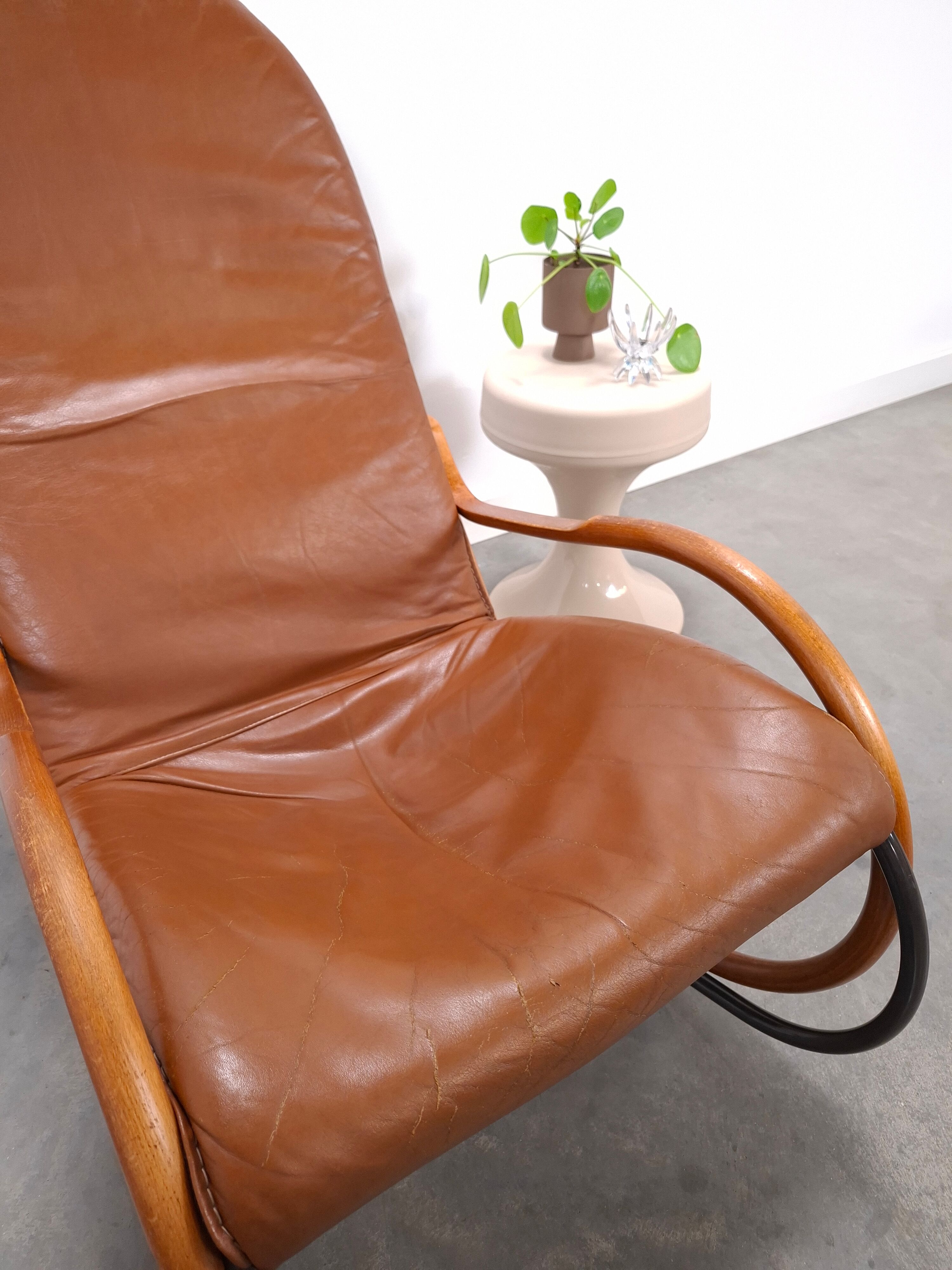 Leren Nonna fauteuil à bascule Paul Tuttle, Strässle, fauteuil à bascule