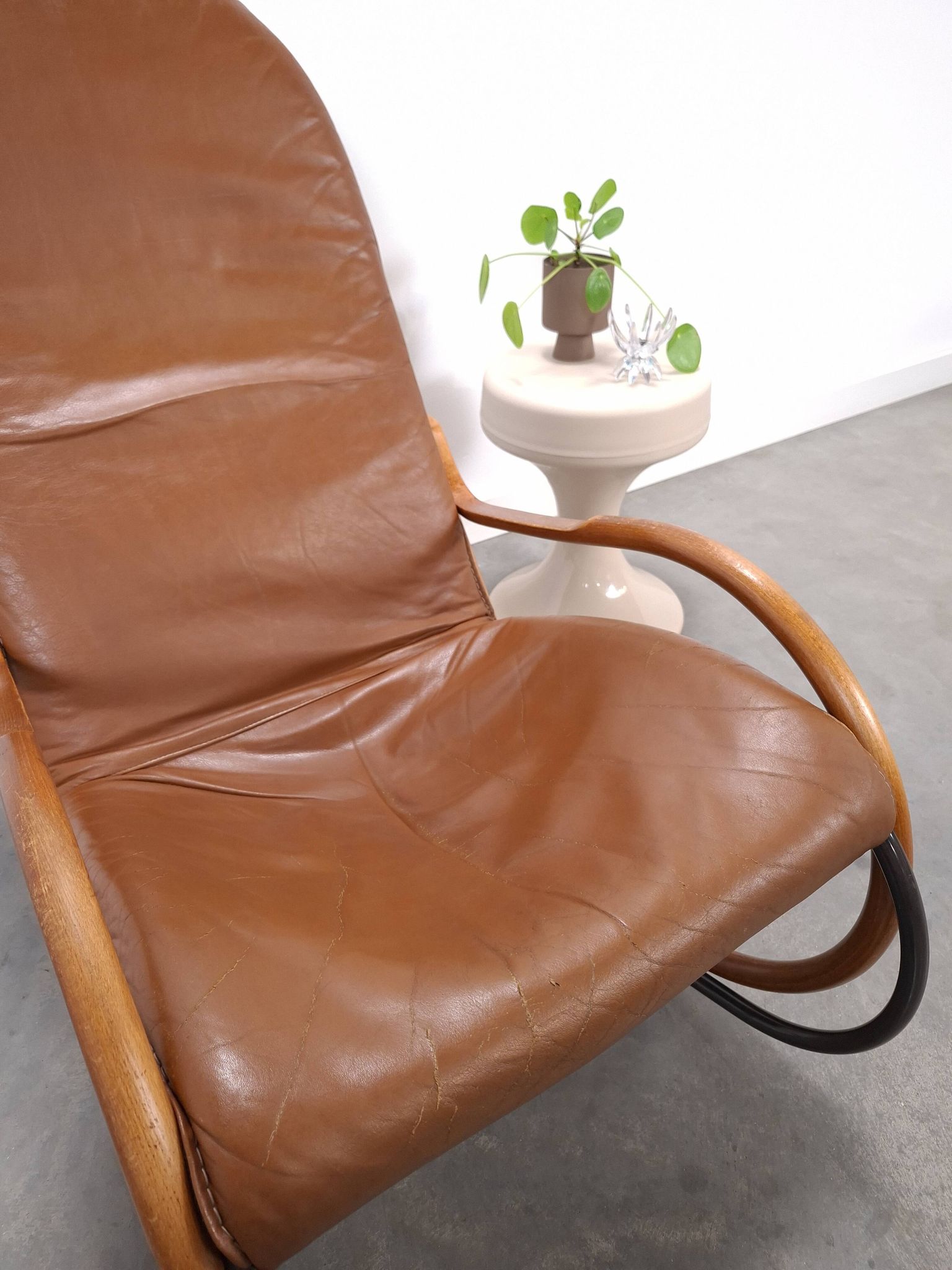 Leren Nonna fauteuil à bascule Paul Tuttle, Strässle, fauteuil à bascule