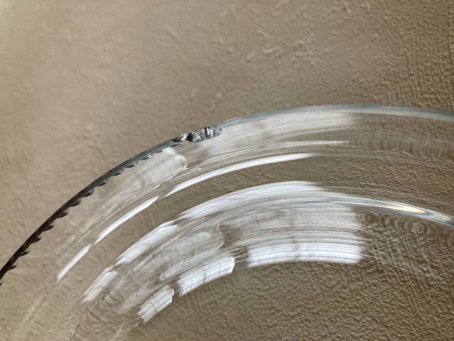 Antique crystal fruit bowl on a brass pedestal