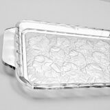 Plateau de service Art Déco en verre - fleurs pensées Vallerysthal Portieux