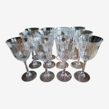 Lot de 12 verres à vin rouge ou à eau vintage en cristal italien modèle Capri avec boites d'origine