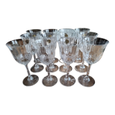 Lot de 12 verres à vin rouge ou à eau vintage en cristal italien modèle Capri avec boites d'origine