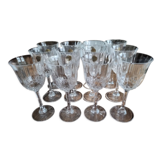 Set of 12 vintage red wine or water glasses in Italian crystal model Capri with original boxes