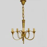 Chandelier Aux Trompes de Chasses in bronze 5 lights Louis XVI-Directoire style