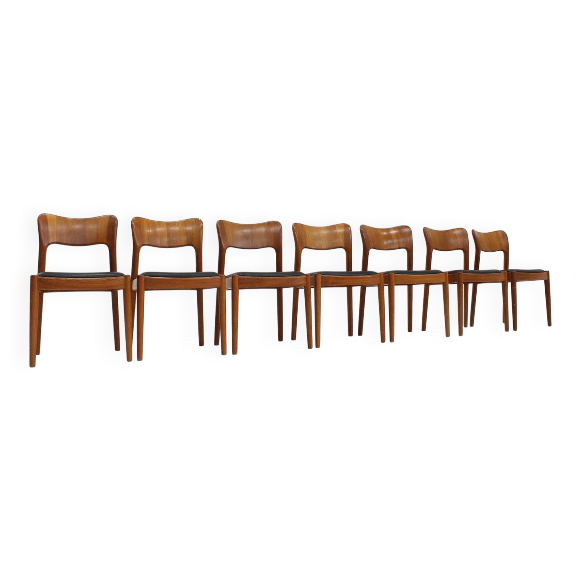 Vintage Danish dining chairs by Niels Koefoed 1960s teak set of 7