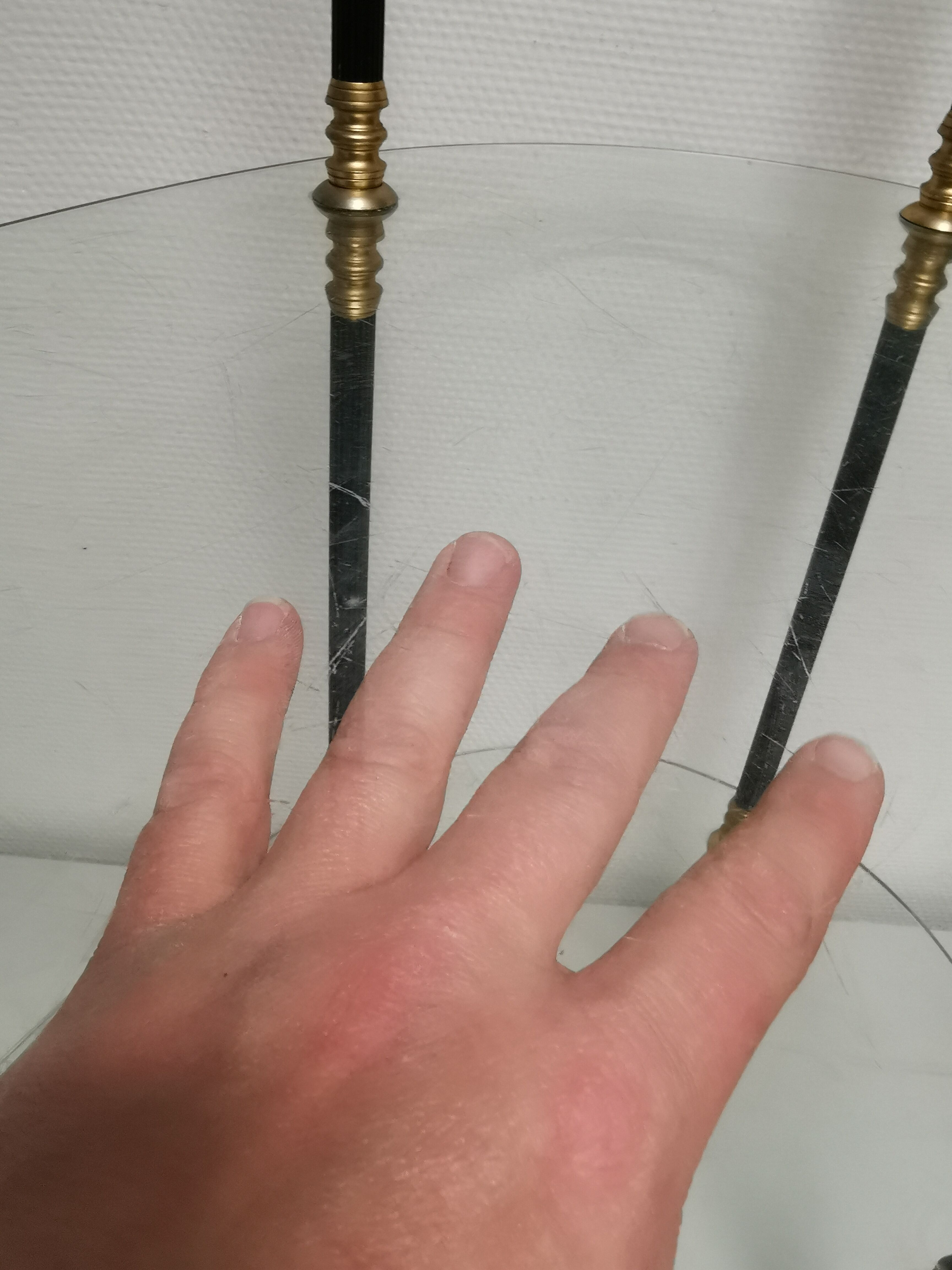 Vintage display 1950 / 1960 , side kidney table , glass shelves