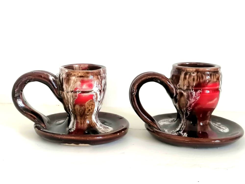 Bougeoirs à mains céramique style Vallauris , vers 1960