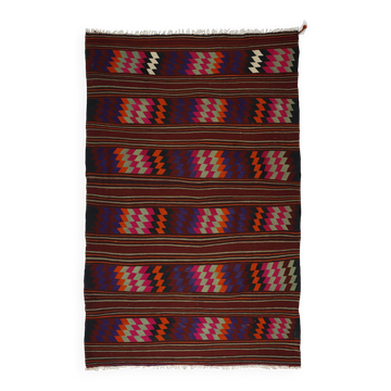 Large vintage Turkish kilim in colourful wool, Oushak, 286 x 184 cm