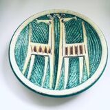 Large Art Ceramic Studio Etruscan Horses Bowl by Fratelli Fanciullacci, Italy, 1960s