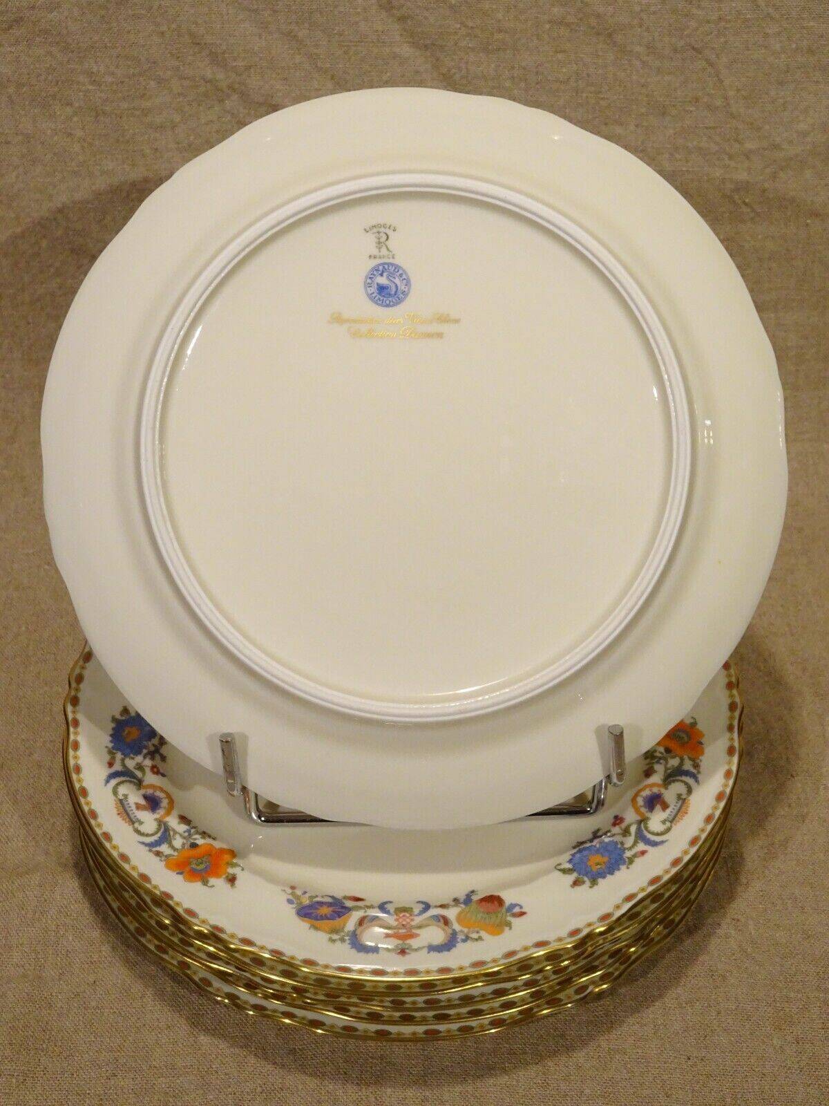 6 ASSIETTES PLATES En Porcelaine Opaque De Gien Modèle Montmorency