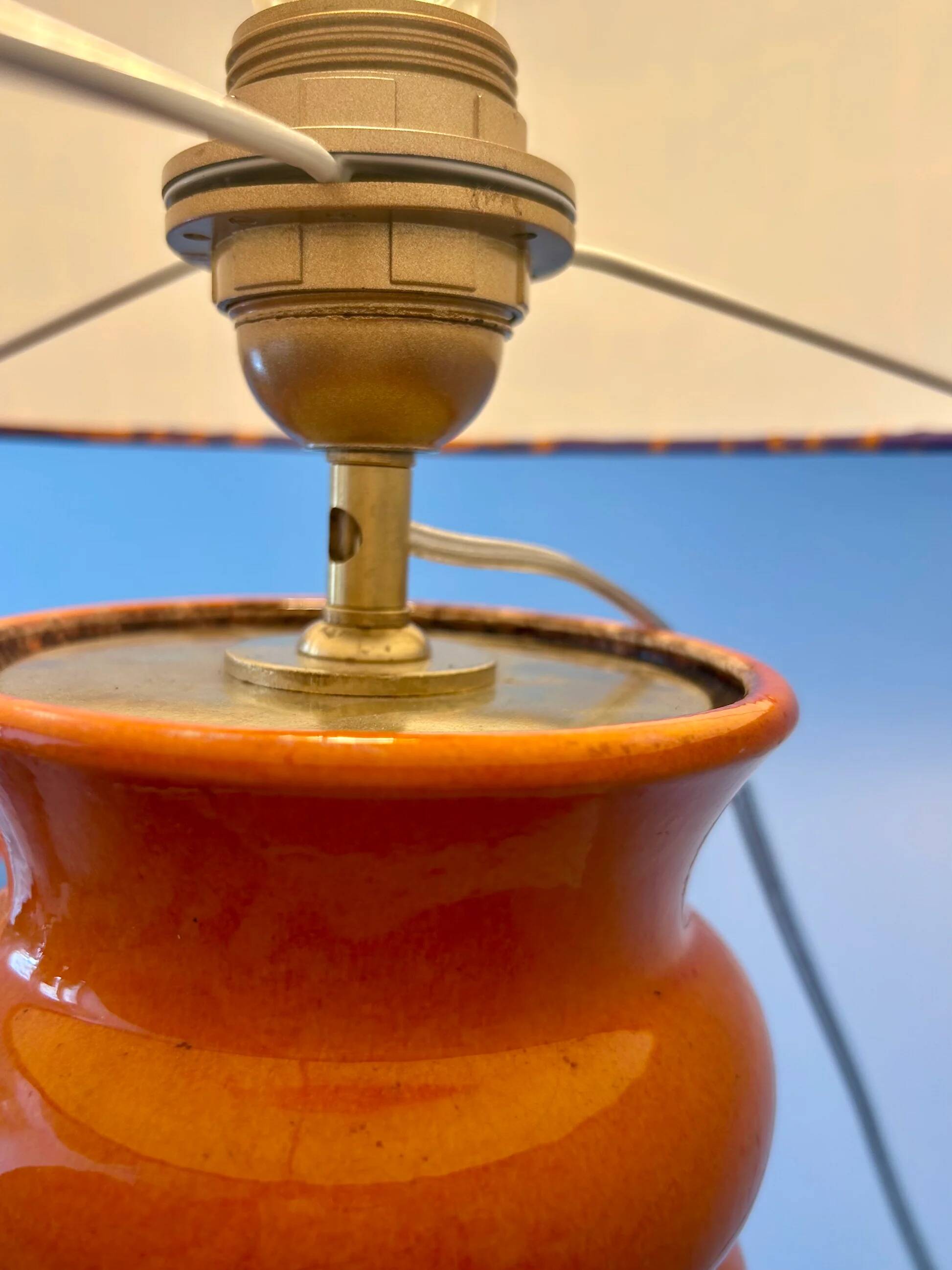 AK-Keramik: Lampe de table orange à partir d'un vase en céramique Mid Century