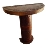 Console demi lune en cuir