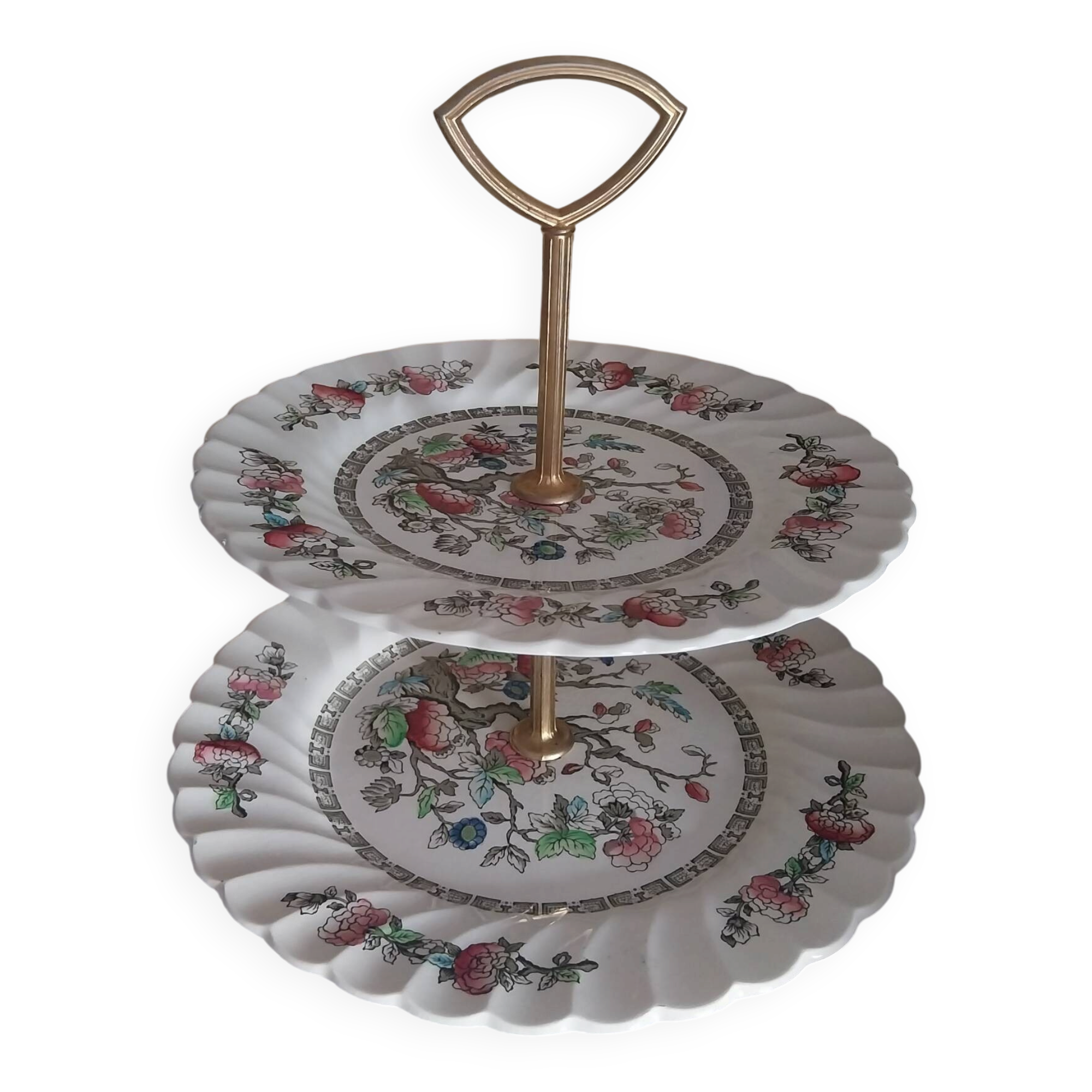 Vintage two-tier serving dish made in England by Myott.