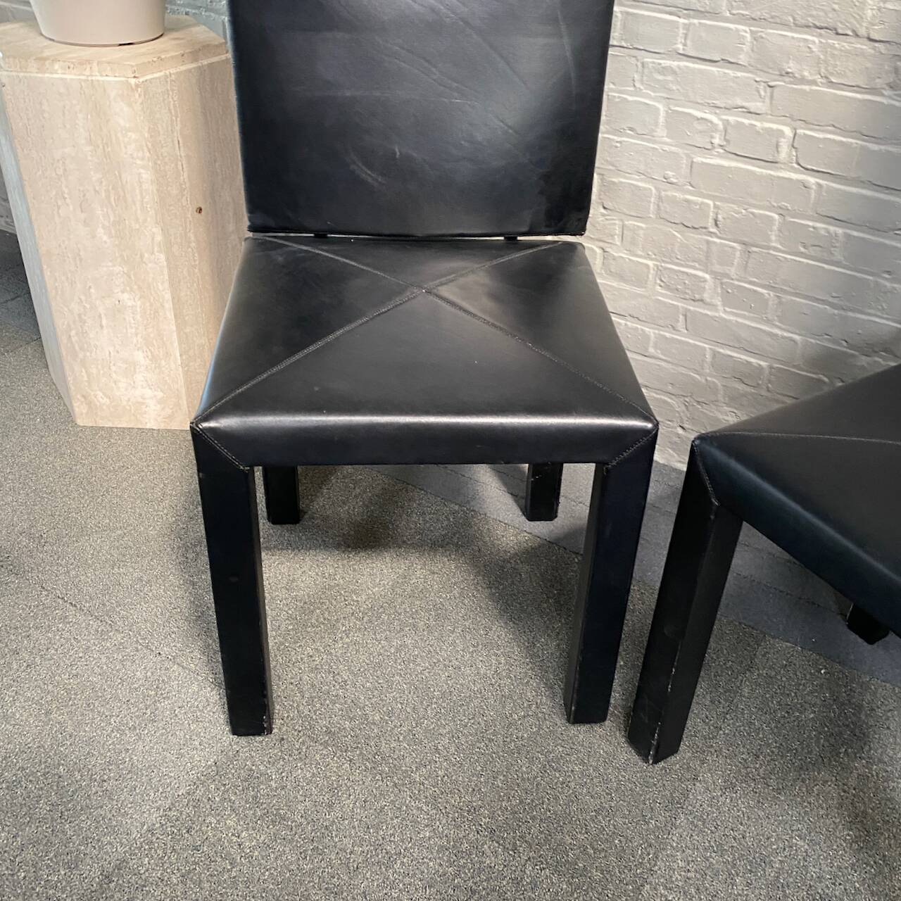 PAIR BLACK LEATHER ARCALLA CHAIRS FOR B&B ITALIA BY PAOLO PIVA - 1990'S
