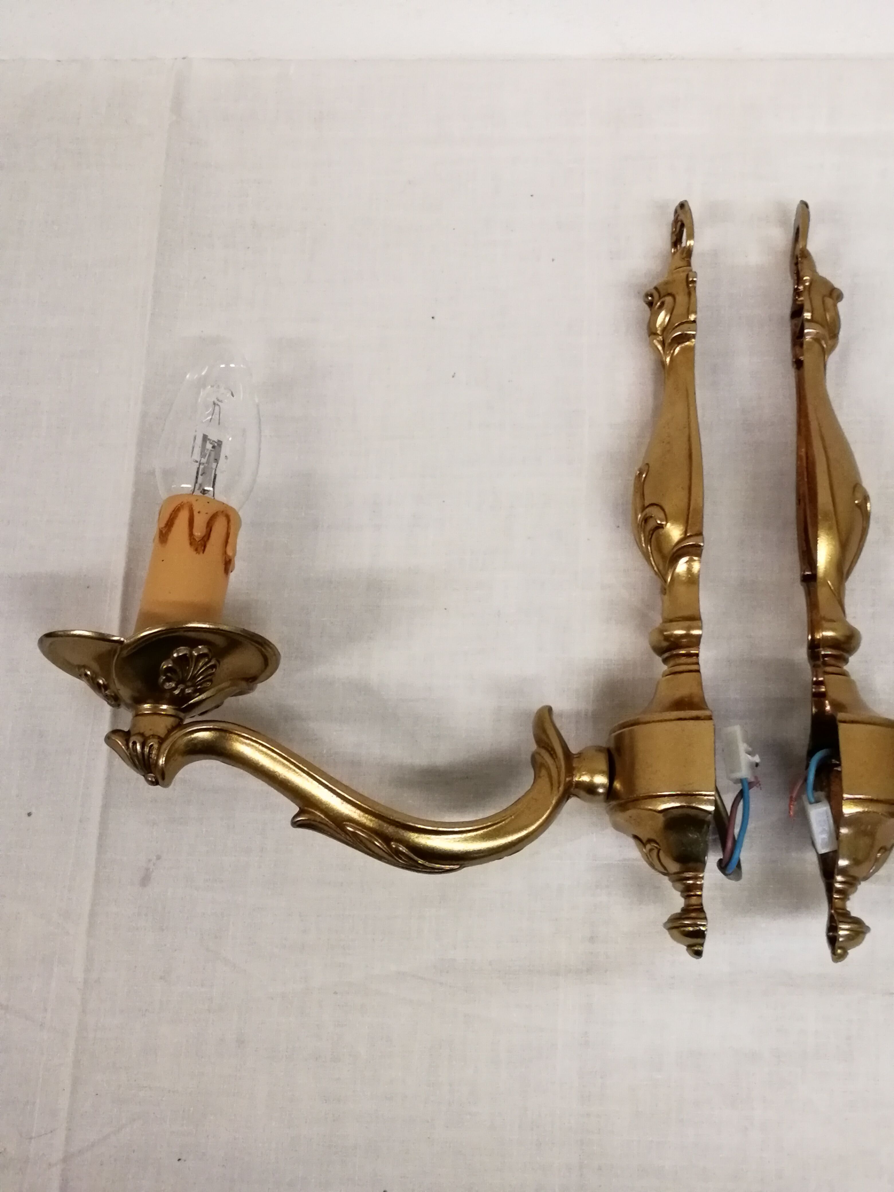 Pair of true bronze wall lamps