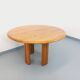 Table à manger ronde vintage Seltz des années 70 80 en orme blond massif