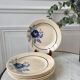 Set of 6 dessert plates blue flowers saint-amand 30s-40s