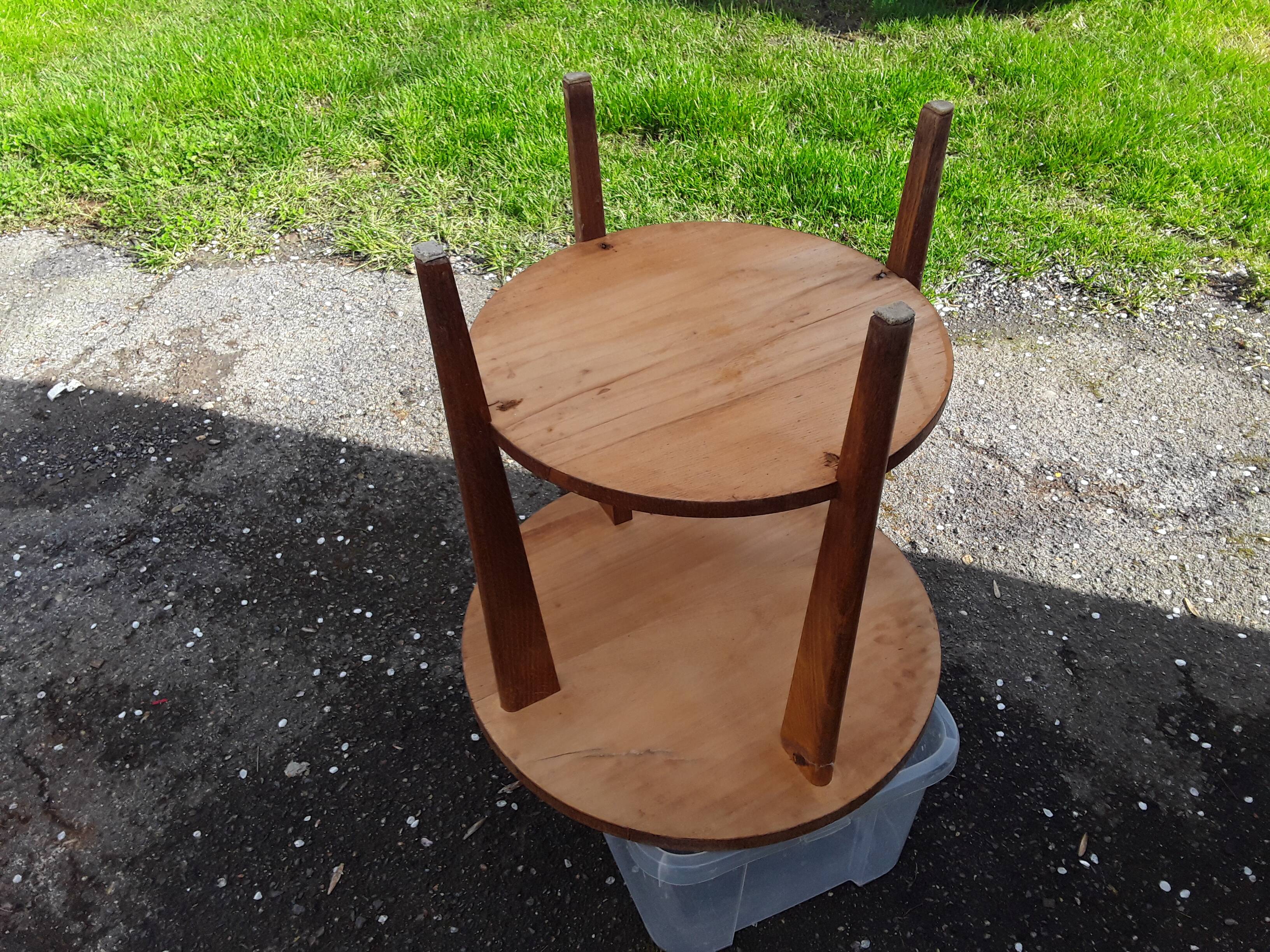 Gueridon vintage placage chêne