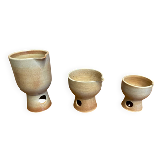 Antique niderviller lauze set pitchers + sugar pot vintage beige stoneware #