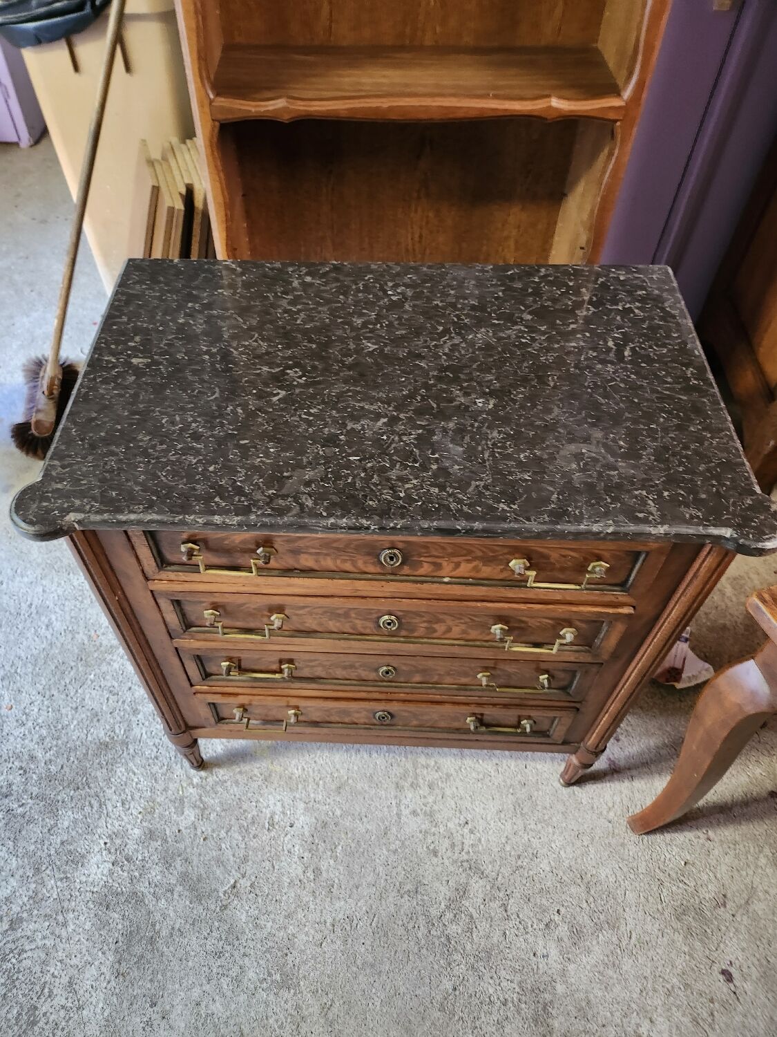 Vintage black marble chest of drawers