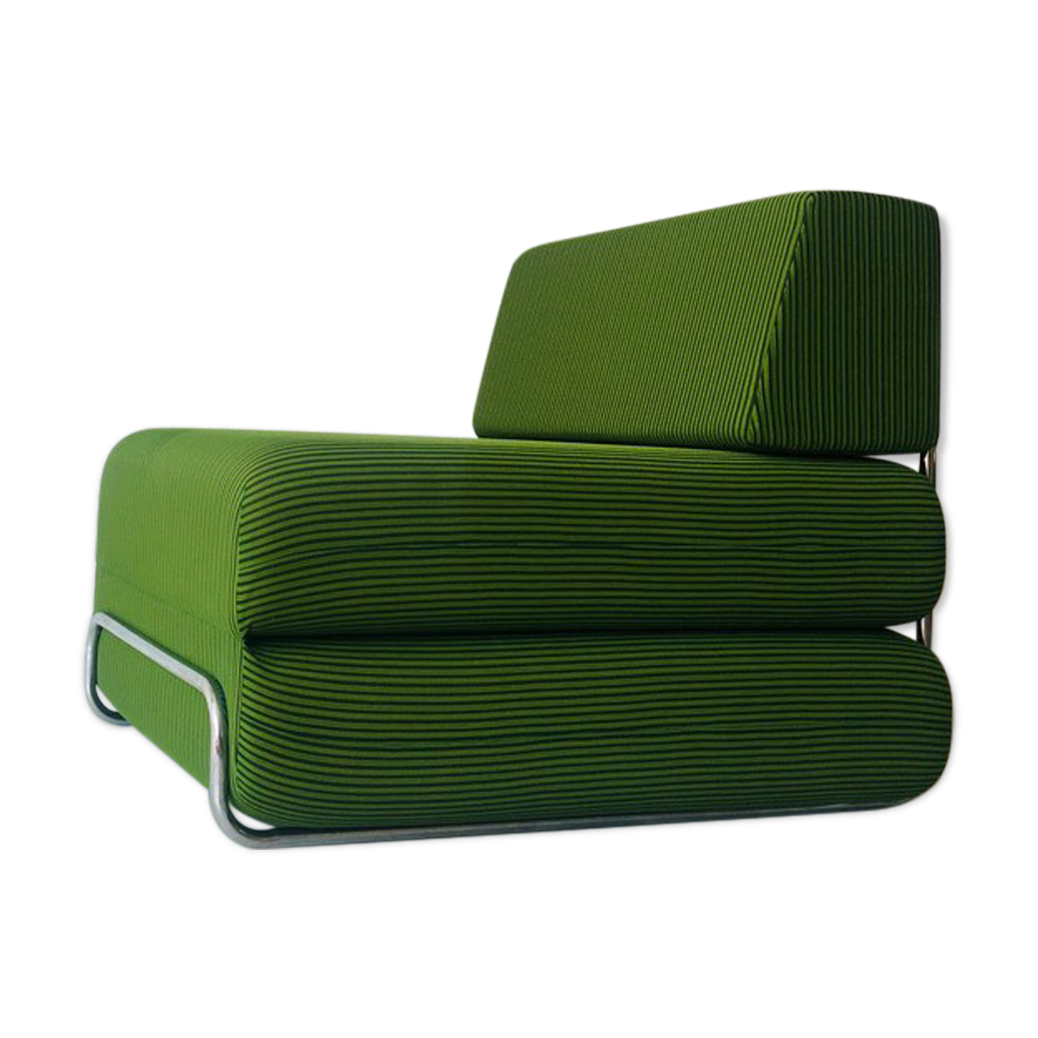 Chauffeuse-lit en métal chromé, années 1970