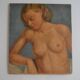 Old painting portrait nude woman oil on panel