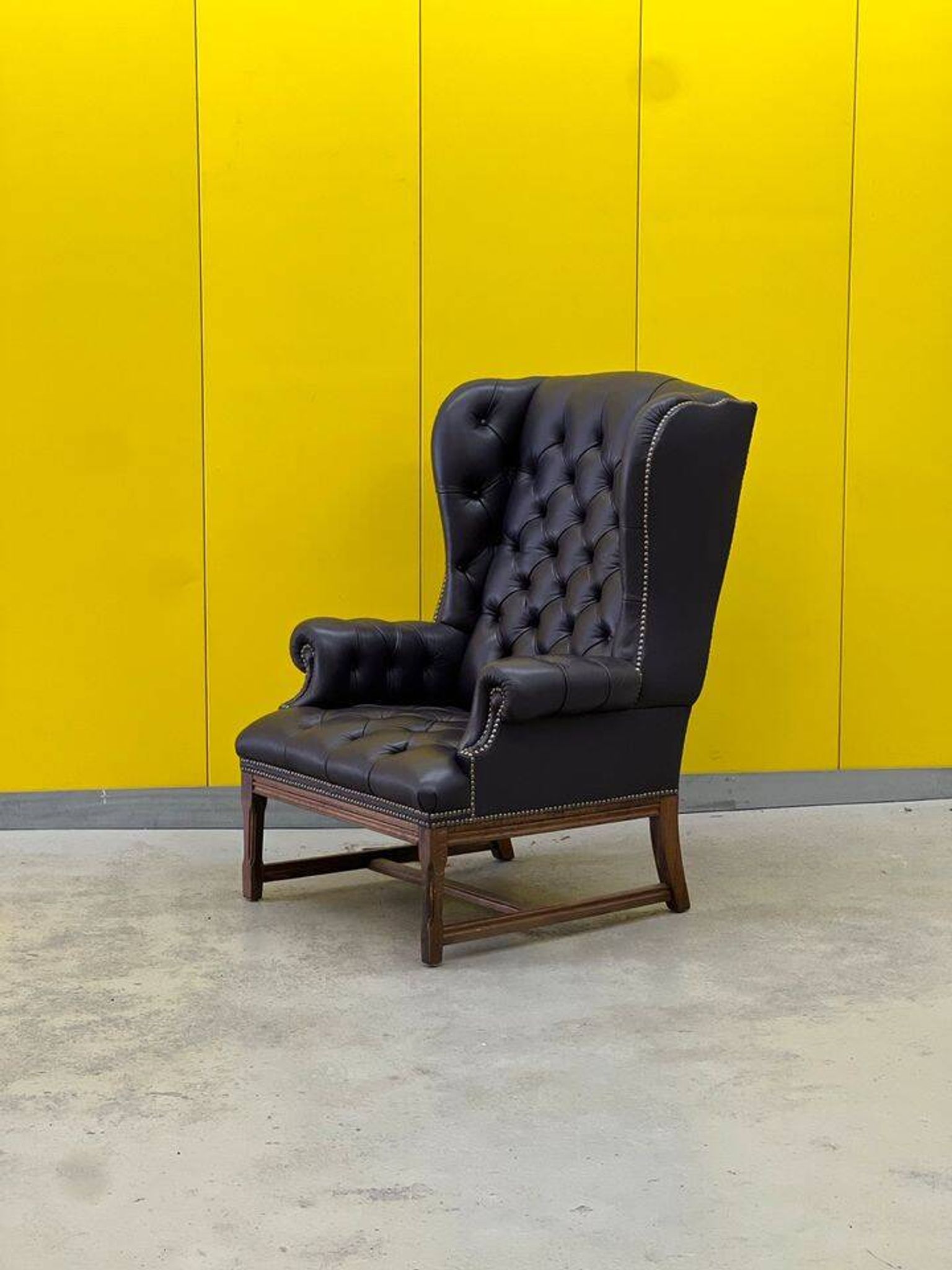 Vintage Tufted Leather Chesterfield Style Wing Back Chair (Price is For One Chair)