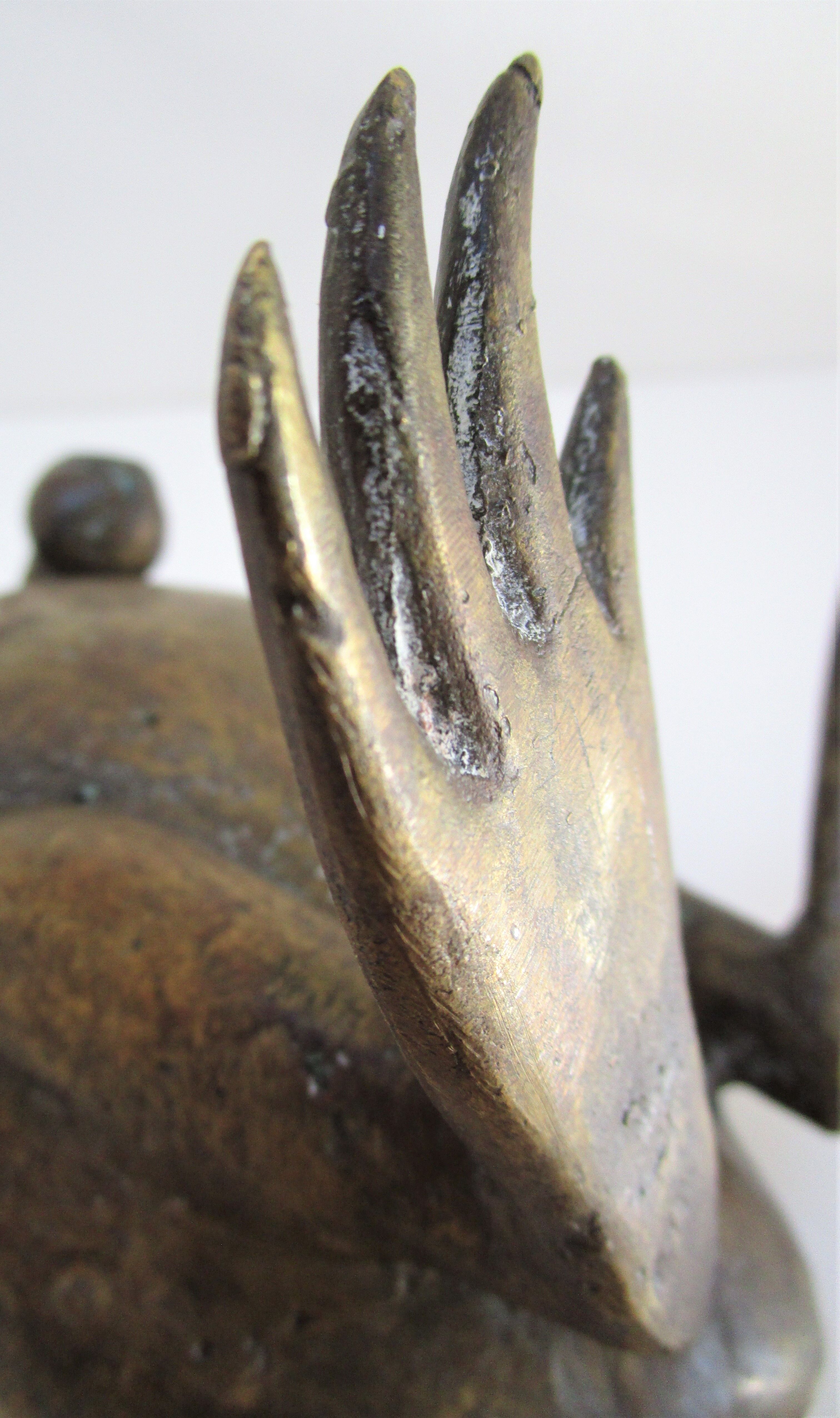 Vintage patinated brass sculptural frog 50-60s