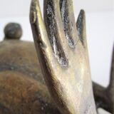 Vintage patinated brass sculptural frog 50-60s