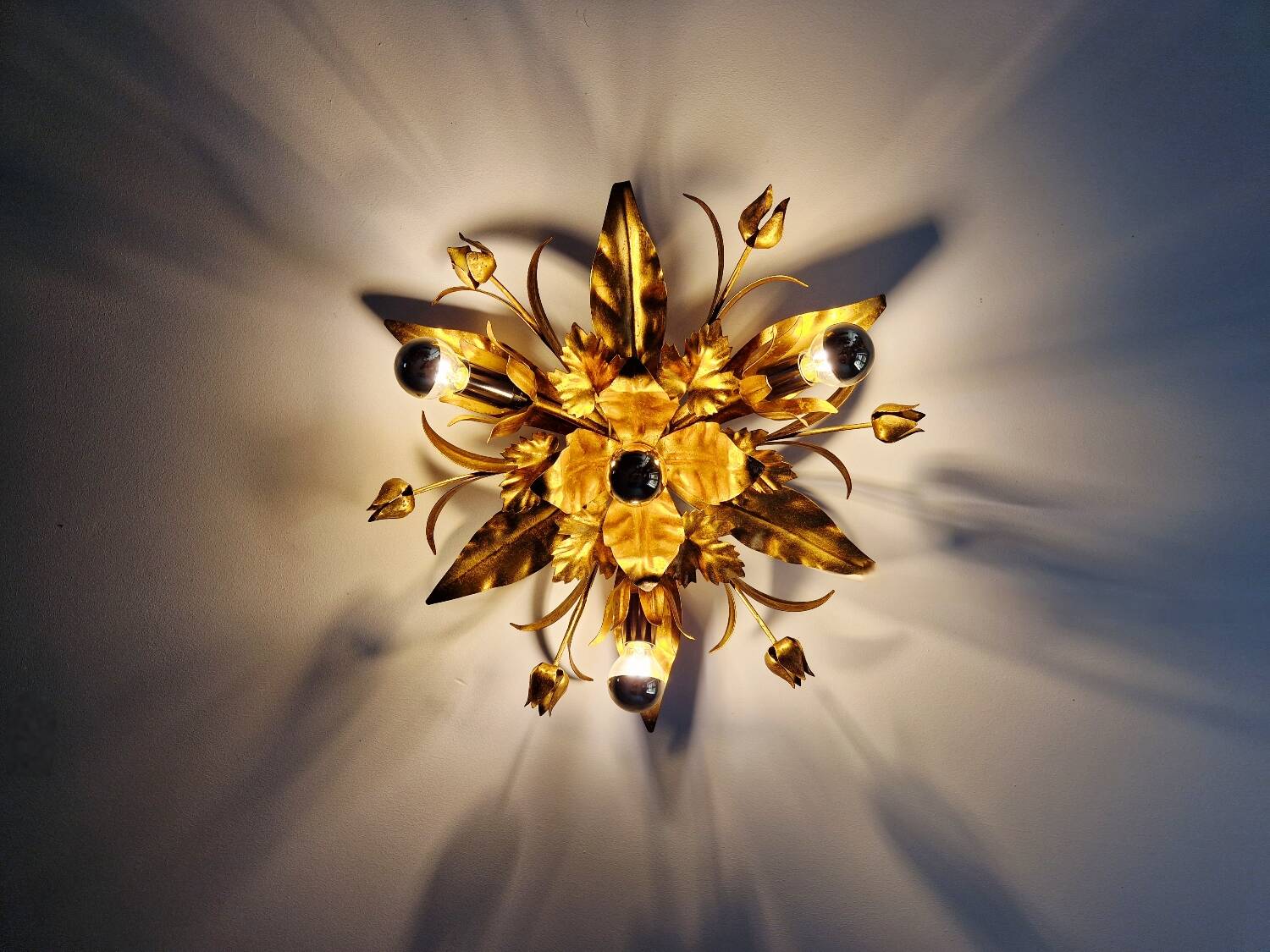 Italian ceiling light in gold-tone metal, 1970s