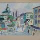 Jack Eichborn, Swedish Modern Cityscape, 1960s, Watercolor.