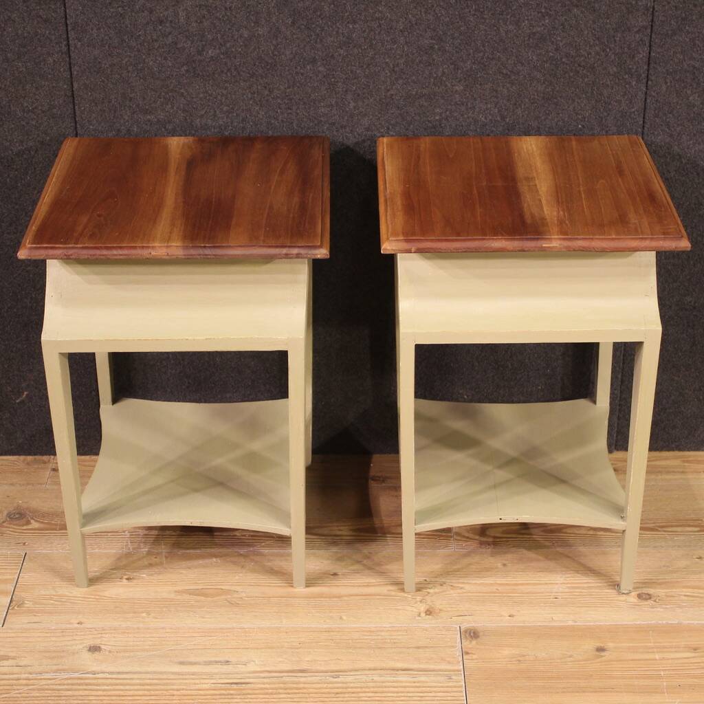 Pair of painted design bedside tables from the 80s