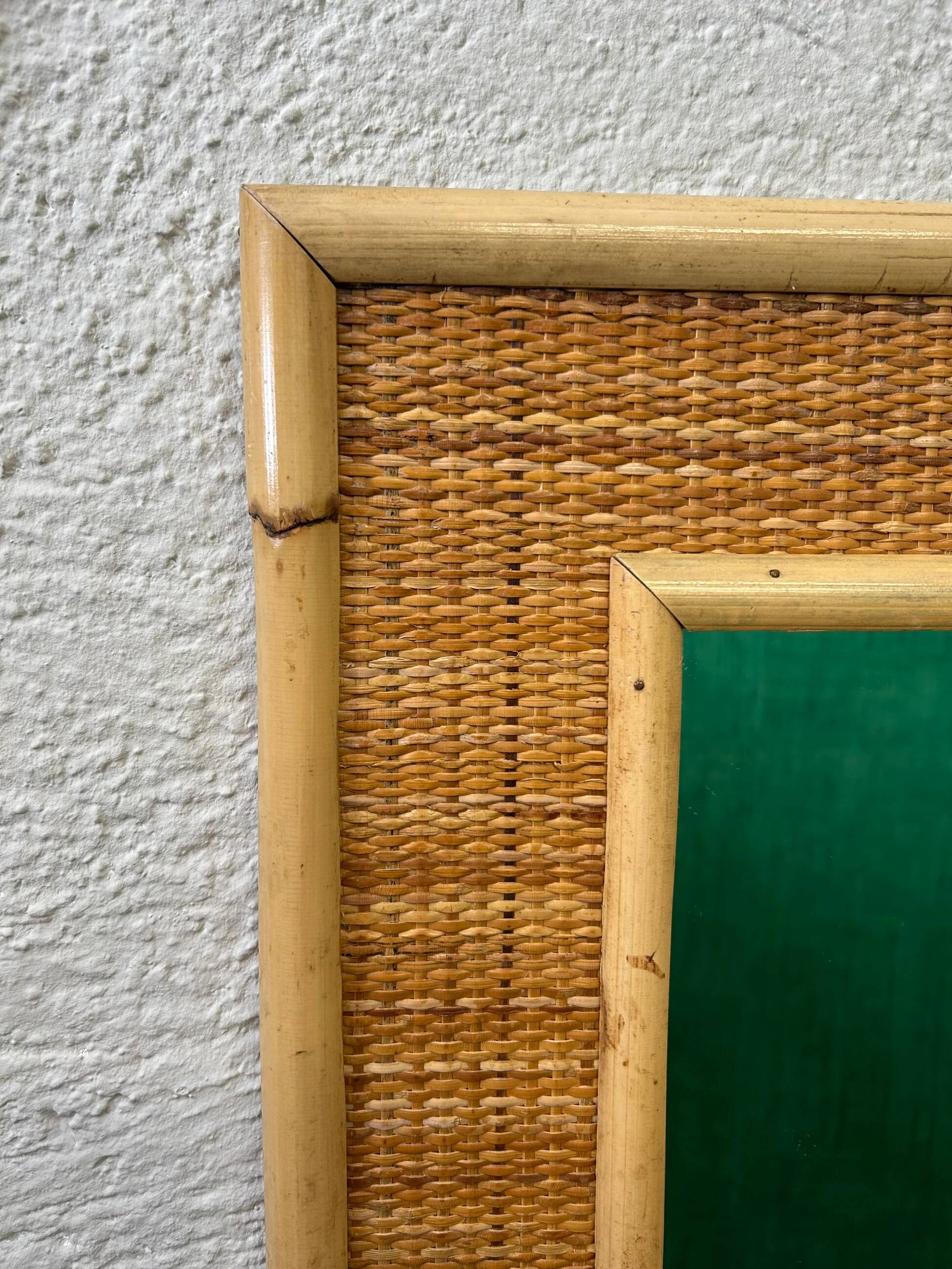 Miroir en bambou et osier, attribué à Dal Vera, Italie, années 1970