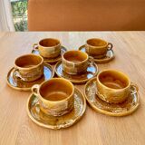 6 stoneware cups and 6 enamel plates
