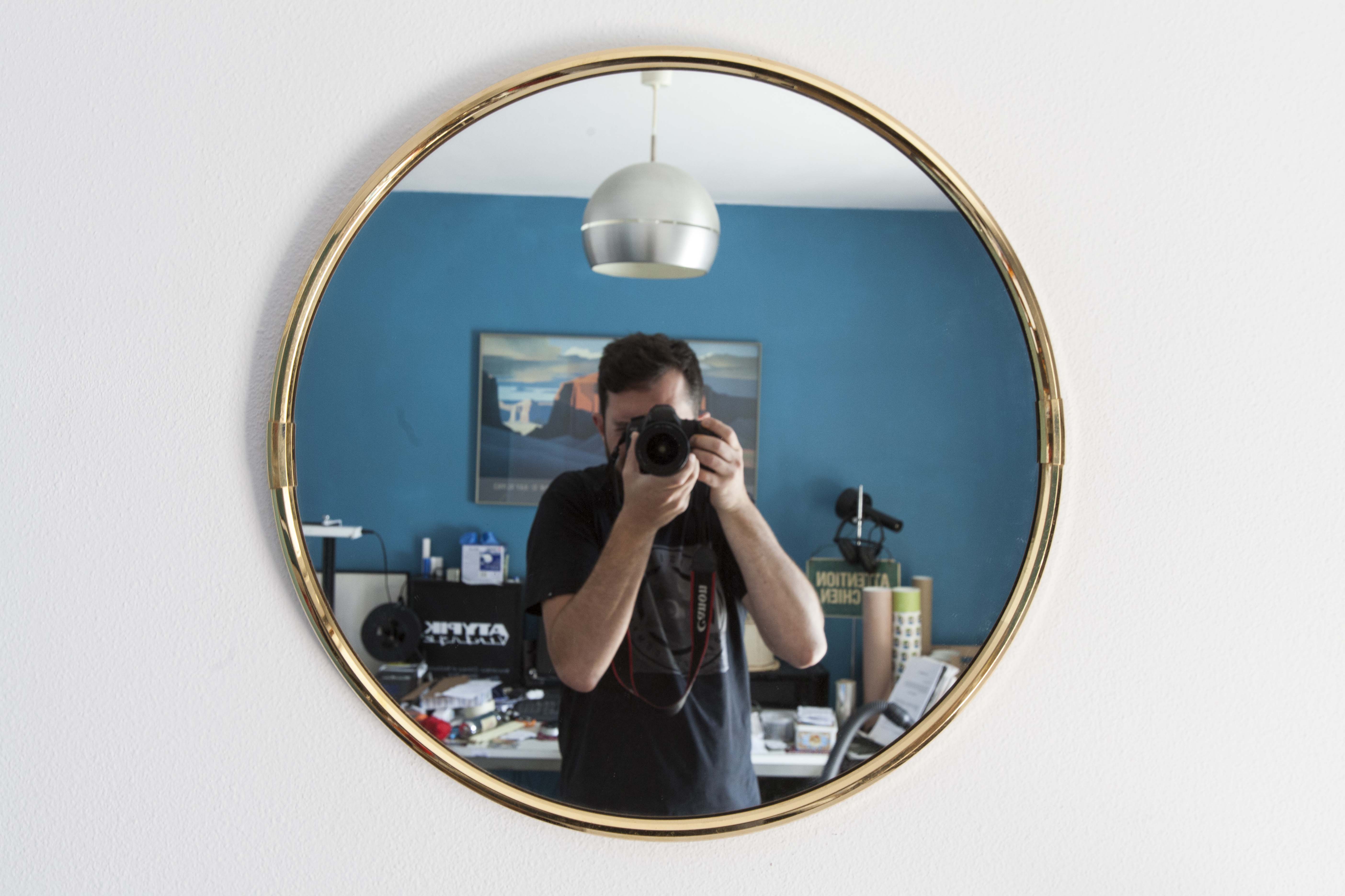 Brass mirror 60cm, 1960s