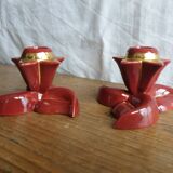 burgundy and gold candle holders