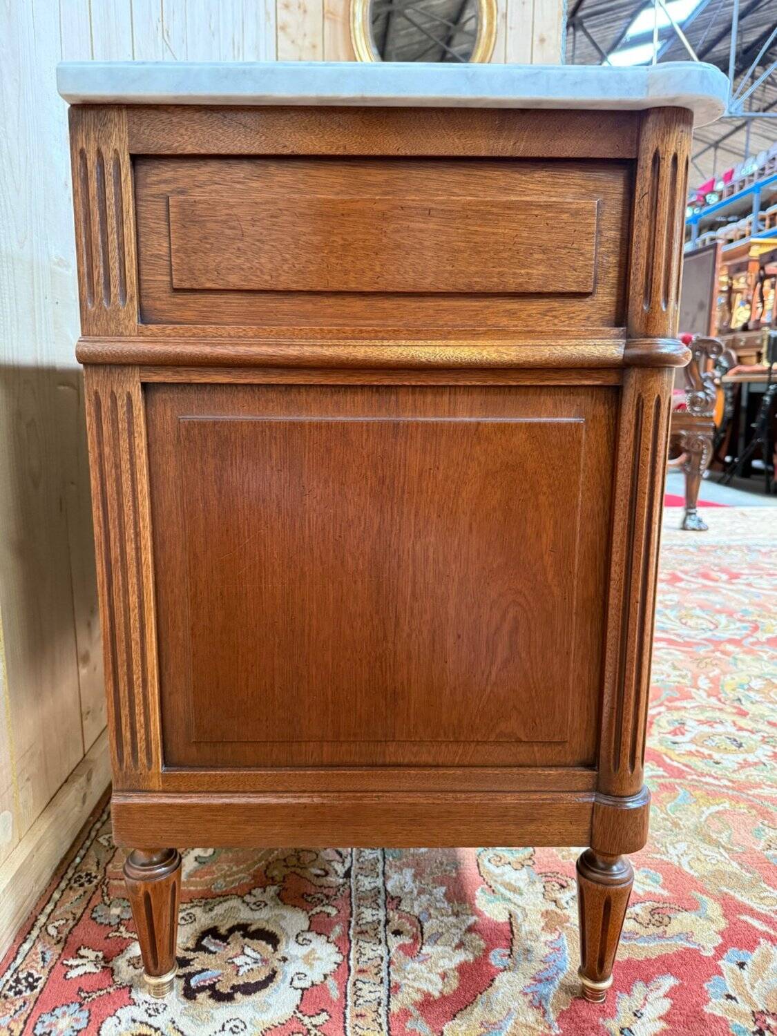 Louis XVI style buffet – Solid mahogany & Carrara marble – Restored