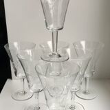 Set of 7 glasses of wine / crystal water 60s