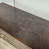 Chest of drawers with five drawers in wood and brass