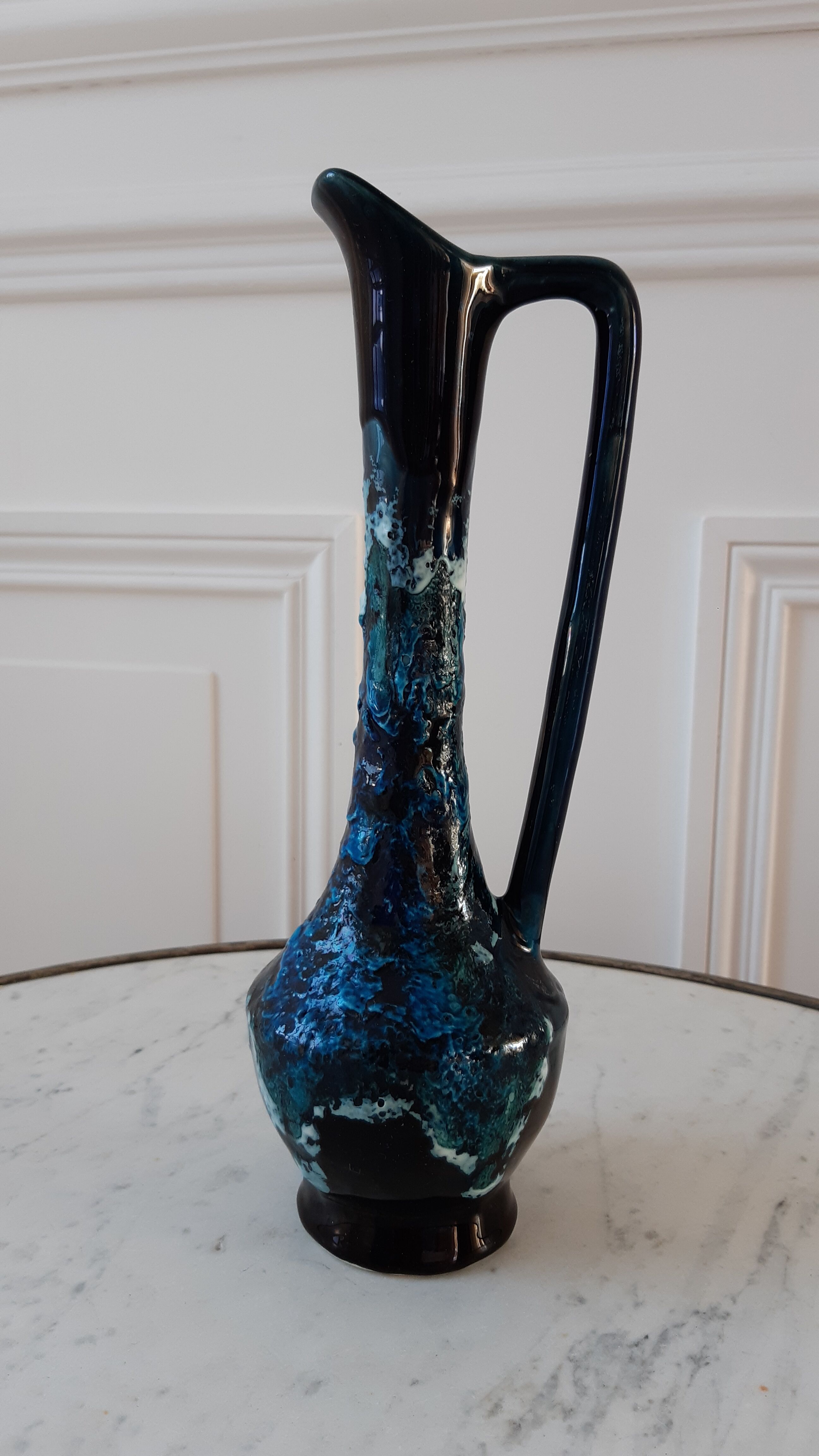 Fat Lava blue ceramic vase 60s