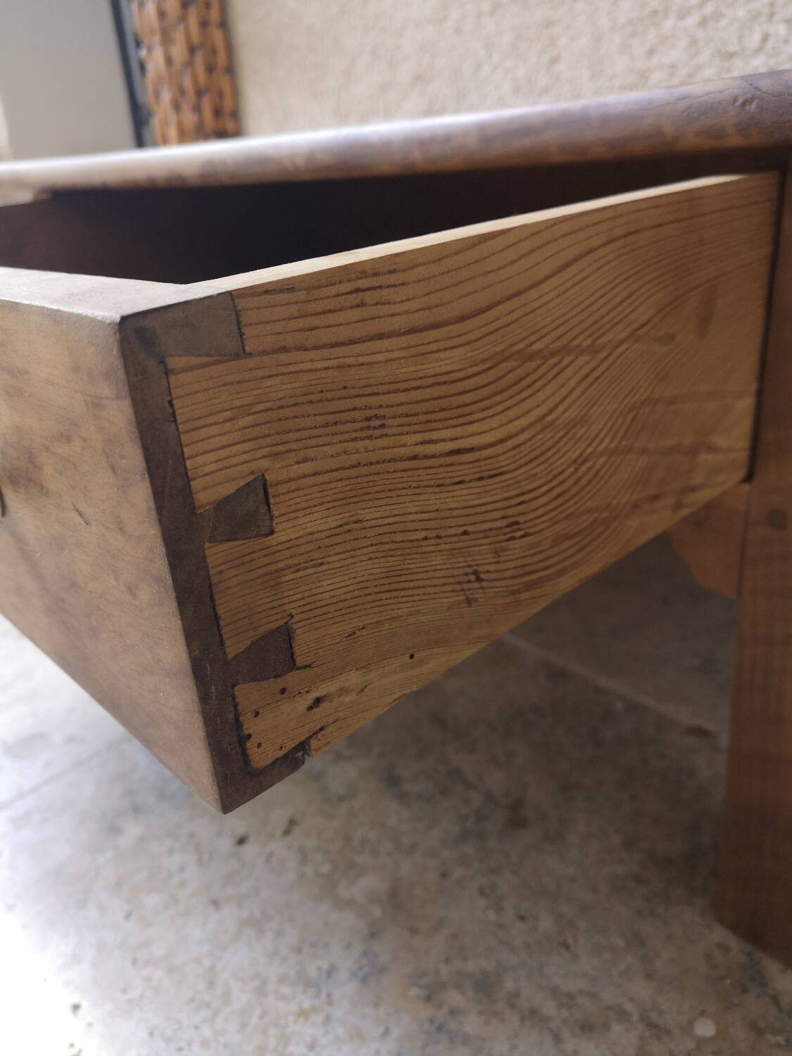 Walnut and oak coffee table.