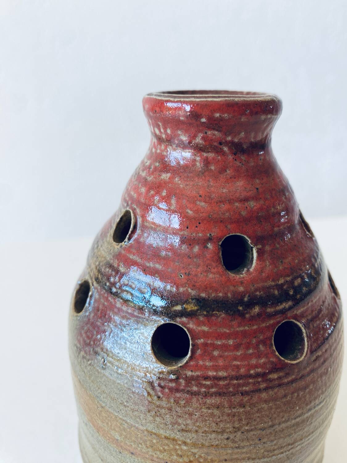 Stoneware flower spike vase signed Chouzet