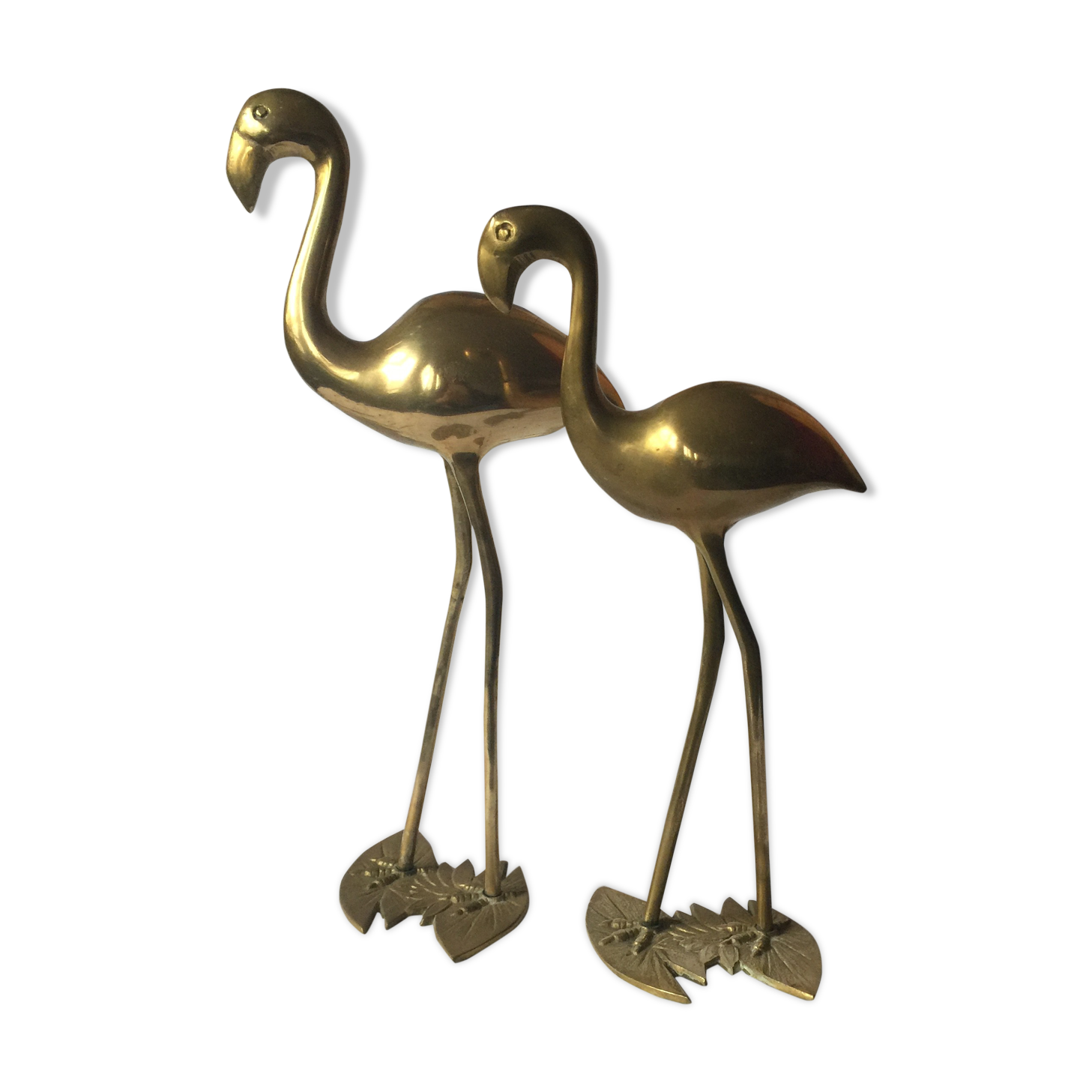 Vintage brass bird couple