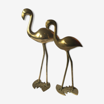 Vintage brass bird couple